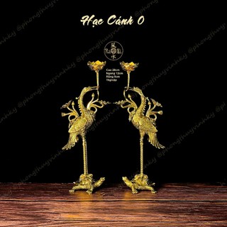 Cặp Hạc cánh đứng Rùa 28cm - Tượng Thờ Đồng Vĩnh Tiến Chất Lượng Cao