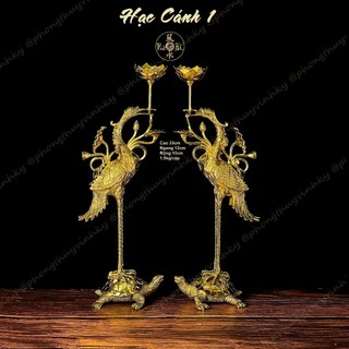Cặp Hạc cánh đứng Rùa 33CM - Tượng Thờ Đồng Vĩnh Tiến Chất Lượng Cao