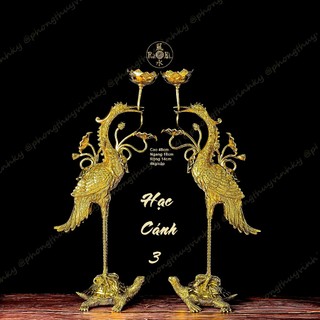 Cặp Hạc Cánh đứng Rùa 48cm - Vật Phẩm Đồng Thờ Cúng Vĩnh Tiến Chất Lượng Cao