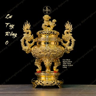  Lư Thờ Gia Tiên Tròn Lân Nghê 29cm  - Vật Phẩm Thờ Cúng Đồng Vĩnh Tiến Chất Lượng Cao 