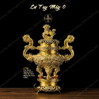  Lư Thờ Gia Tiên Tròn Tay Mây 29CM  - Vật Phẩm Thờ Cúng Đồng Vĩnh Tiến Chất Lượng Cao 