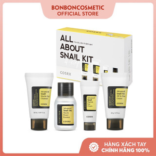 Bộ 4 sản phẩm cosrx all about snail kit gồm sữa rửa mặt, kem ốc sên, tinh chất, kem dưỡng da mắt bonboncosmetic