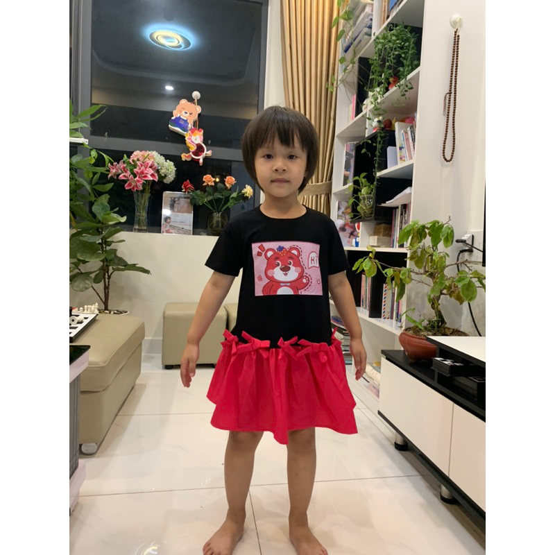 Váy gấu dâu size lớn cho bé gái siêu dễ thương siêu mềm mát