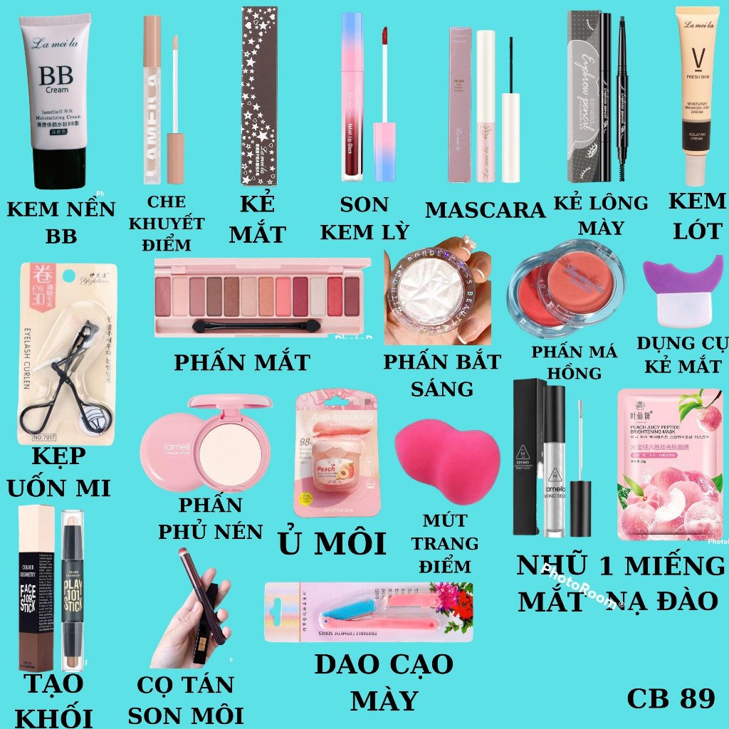 Combo 20 sản phẩm trang điểm makeup nội địa trung siêu xinh
