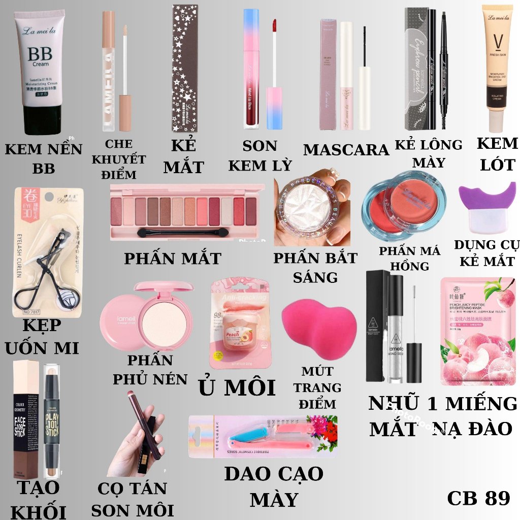 Combo 20 sản phẩm trang điểm makeup nội địa trung siêu xinh