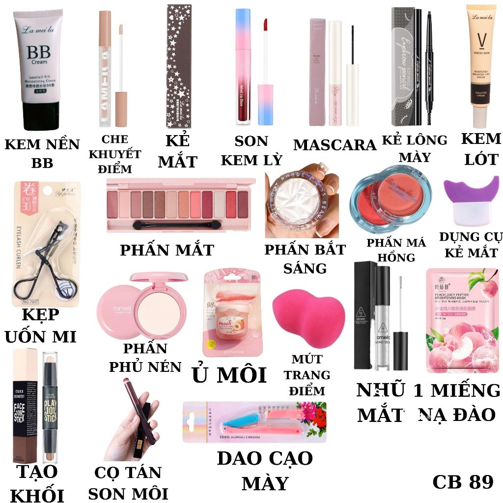 Combo 20 sản phẩm trang điểm makeup nội địa trung siêu xinh