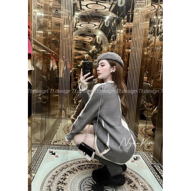 Áo Len Thom Phối Viền Kèm Tất