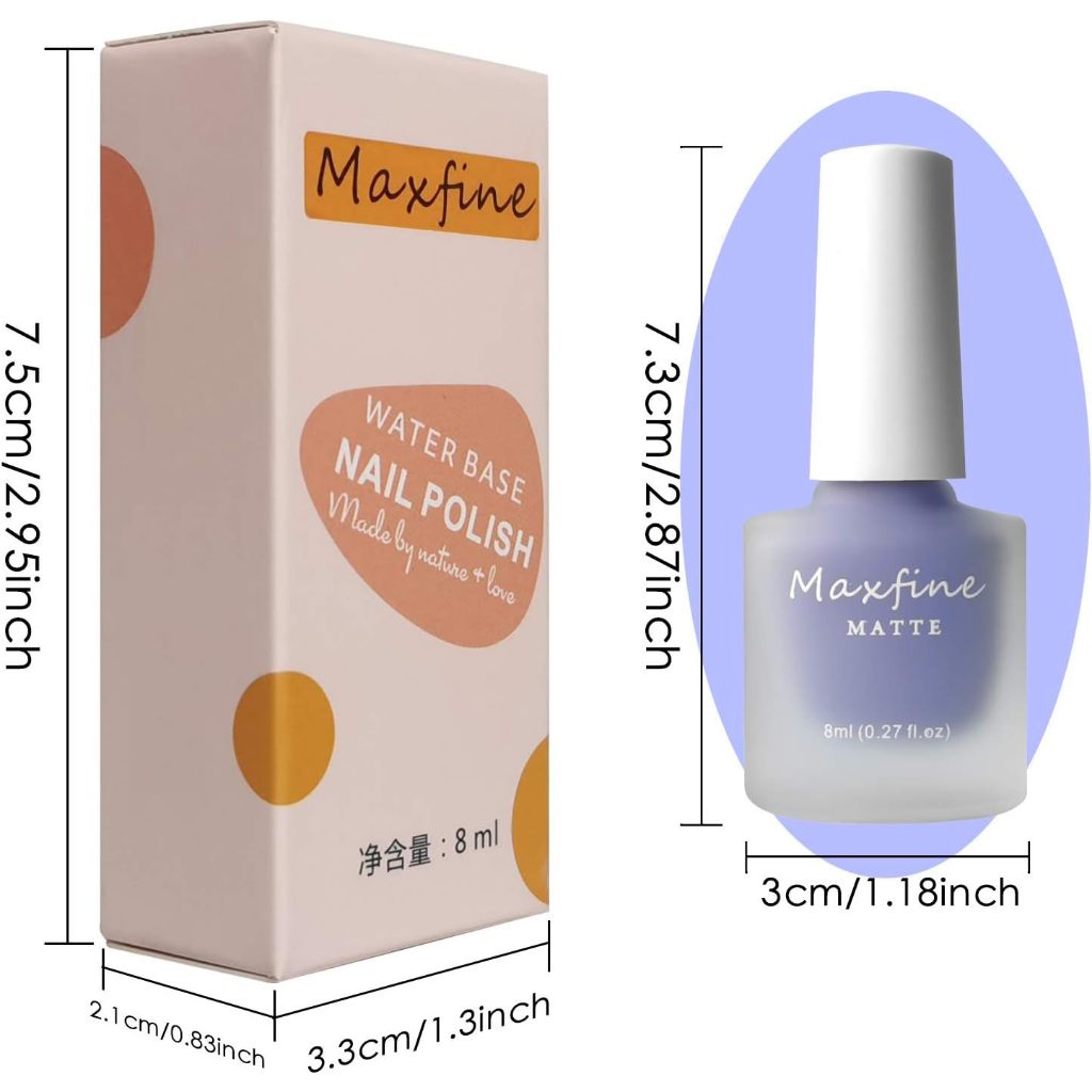 Sơn móng tay MaxFine màu lì. Sơn móng tay cho bé, sơn gốc nước không độc hại, không cần đèn UV, có thể bóc được S31-S60
