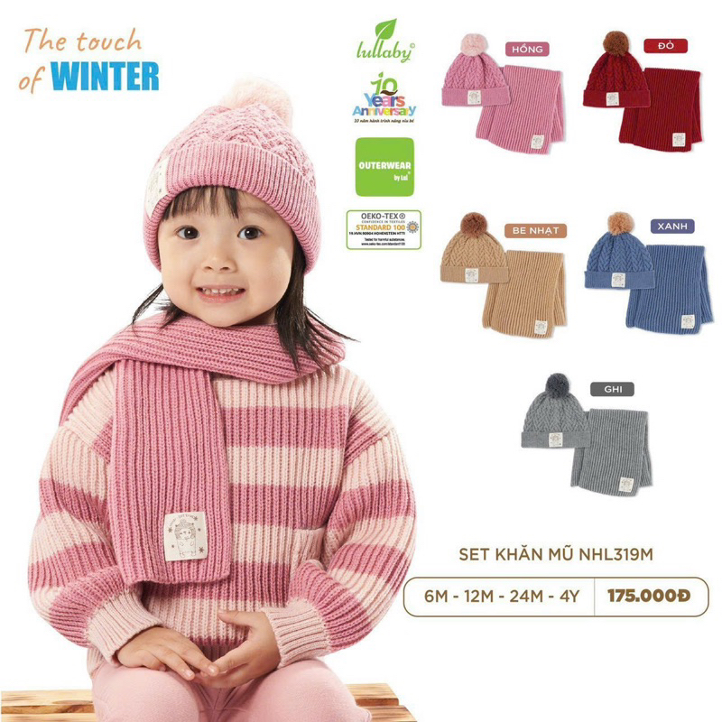 Áo Len dài tay cổ tròn Lullaby bé trai/ gái NHL312M 2023