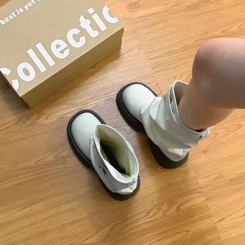 Boots da nhám cổ trùm phối khoá