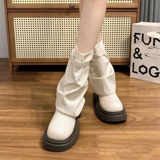 (HÀNG ORDER) Boots da nhám cổ trùm phối khoá
