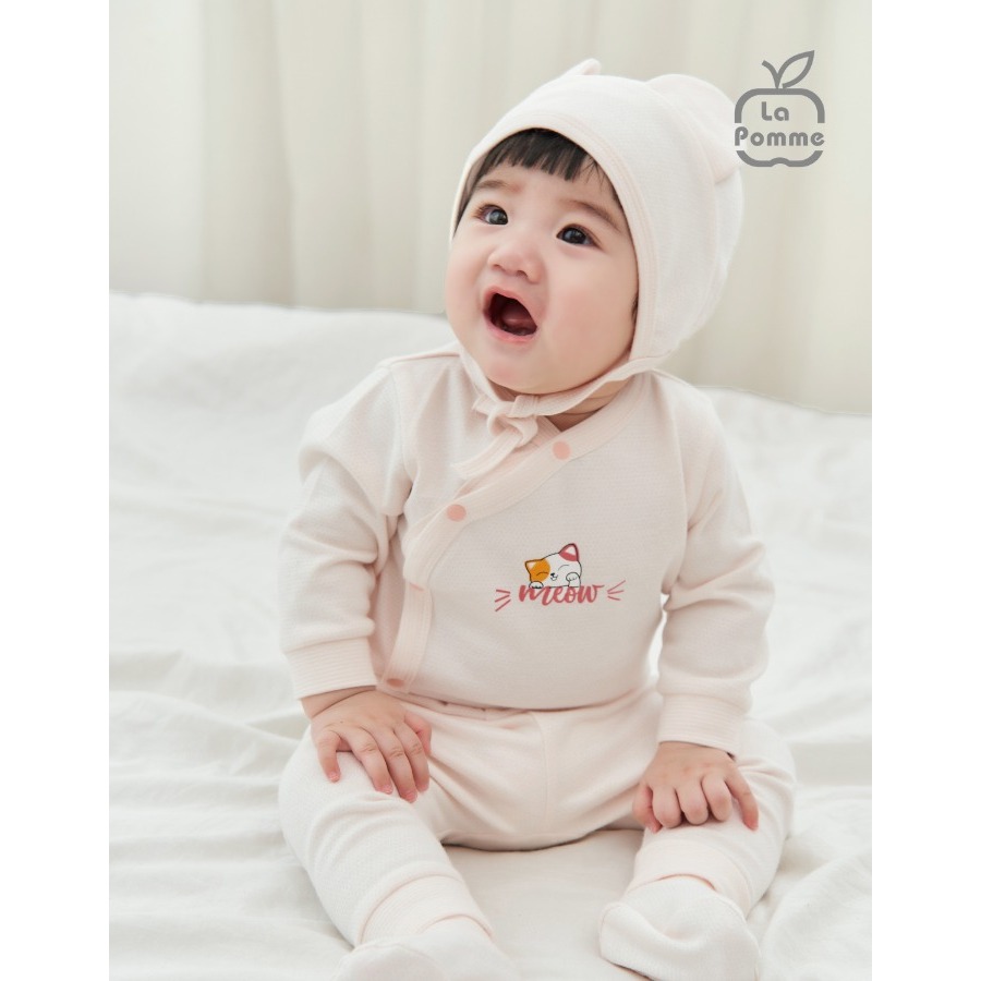 Bộ sơ sinh LaPomme Meowy Cat - Màu hồng quần + áo