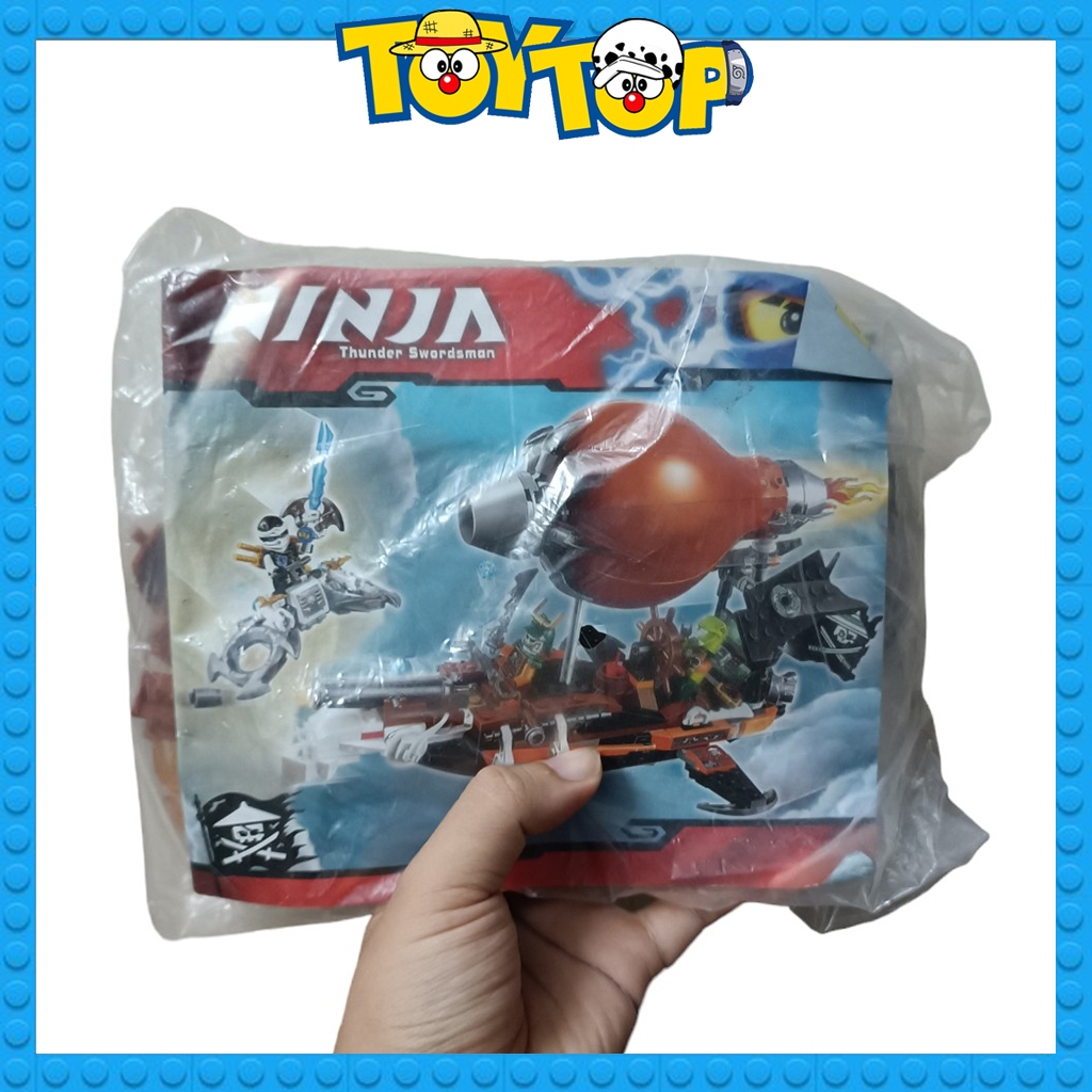 Đồ chơi lắp ráp ninjago khinh khí cầu Raid Zeppelin công kích ninja Zane và rắn xếp hình Bla Tank 10448 mô phỏng 70603