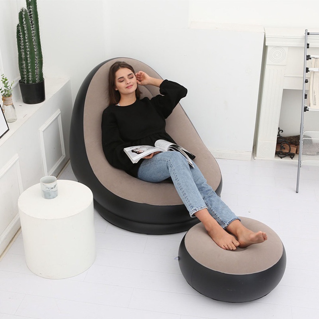 Ghế Hơi Tựa Lưng Ghế Bơm Hơi Lót Nhung Mềm Mại Chất Liệu Dày Hàng Cao Cấp