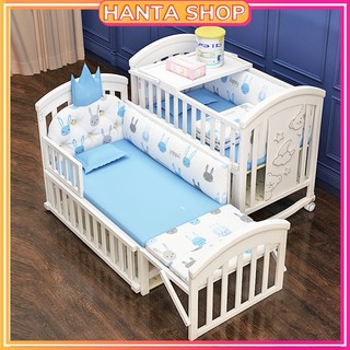 Nôi cũi cho bé sơ sinh đa năng BBABY PEACE WHITE - Sử dụng từ 0 đến 12 tuổi - Bảo hành 3 năm