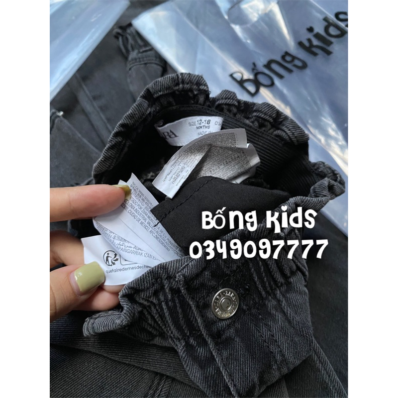 Quần Jean Suông Bé Gái Minnie Lật Gấu Đen Bạc ZR