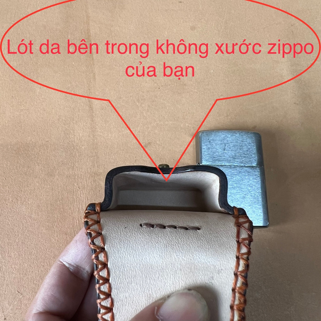 Bao Da Zippo Chất Liệu Da Bò Vegtan Cao Cấp HZ01 Có Đai Da Đeo Thắt Lưng Sản Sản Xuất Thủ Công 4 Màu BH 5 Năm
