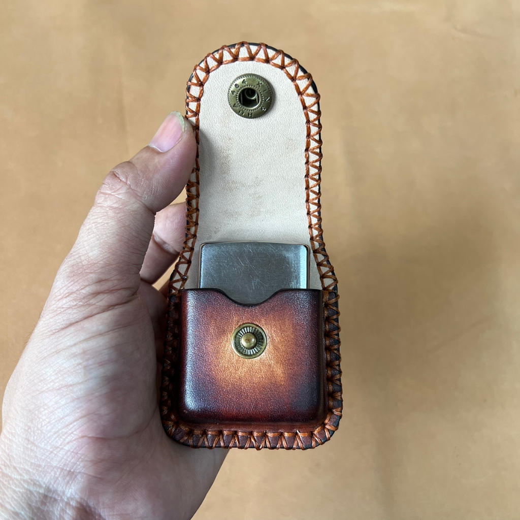 Bao Da Zippo Chất Liệu Da Bò Vegtan Cao Cấp HZ01 Có Đai Da Đeo Thắt Lưng Sản Sản Xuất Thủ Công 4 Màu BH 5 Năm