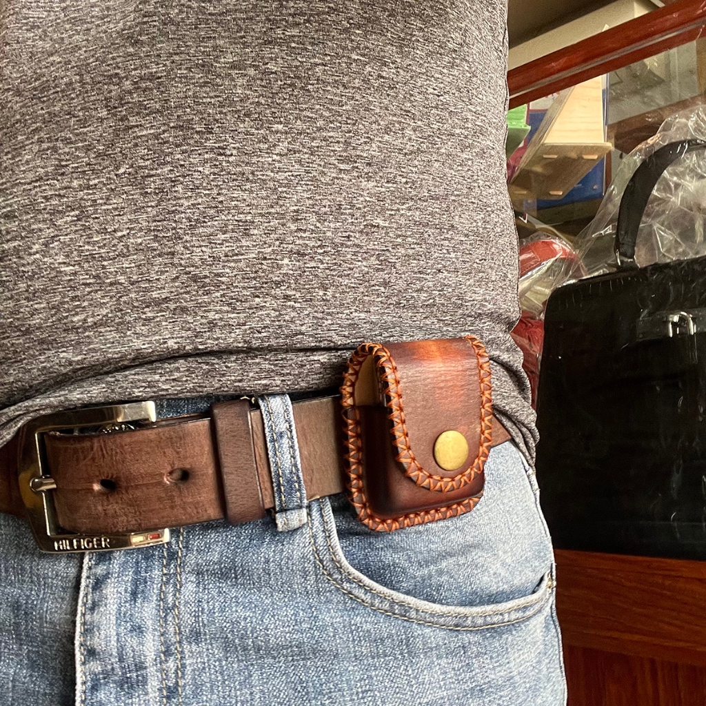 Bao Da Zippo Chất Liệu Da Bò Vegtan Cao Cấp HZ01 Có Đai Da Đeo Thắt Lưng Sản Sản Xuất Thủ Công 4 Màu BH 5 Năm