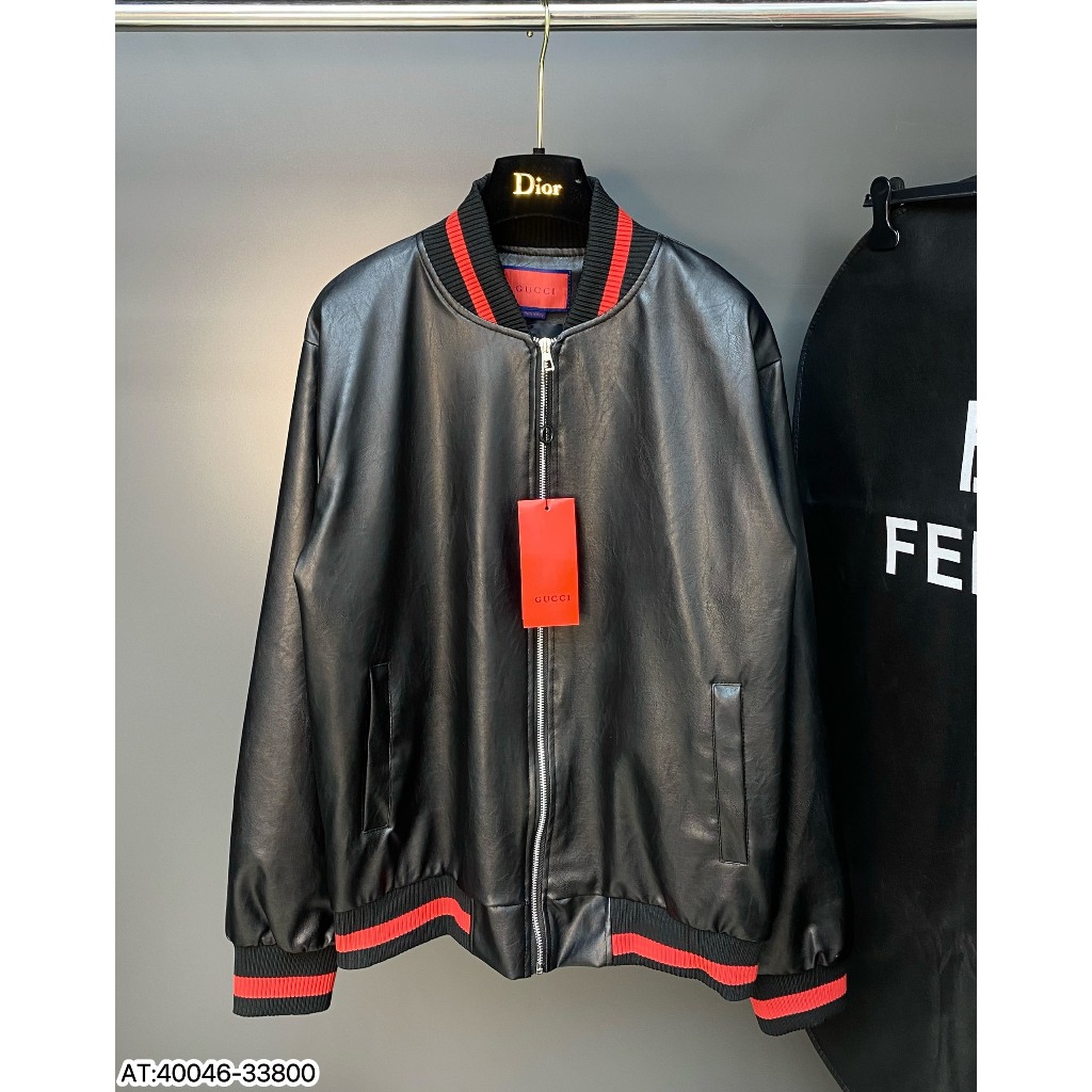 Áo khoác Bomber da GC nam 2 lớp cao cấp , chất da titan chống bong hàng QC loại 1