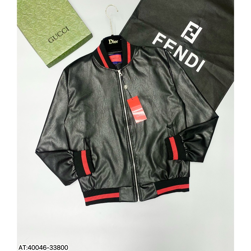 Áo khoác Bomber da GC nam 2 lớp cao cấp , chất da titan chống bong hàng QC loại 1