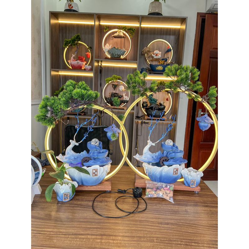 Thác Nước Phong Thuỷ HƯƠU XANH Thưởng Trầm Phun Nước  Kèm Đèn Led Cao Cấp .