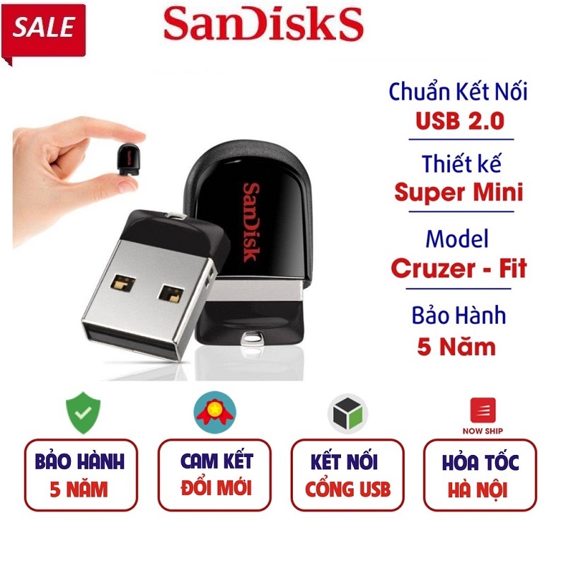USB Cruzer Fit 64GB & 32GB - Hàng nhập khẩu chính hãng - Bảo hành 5 năm !!! usbgiare usb16gb usb32gb usb64gb usb128gb