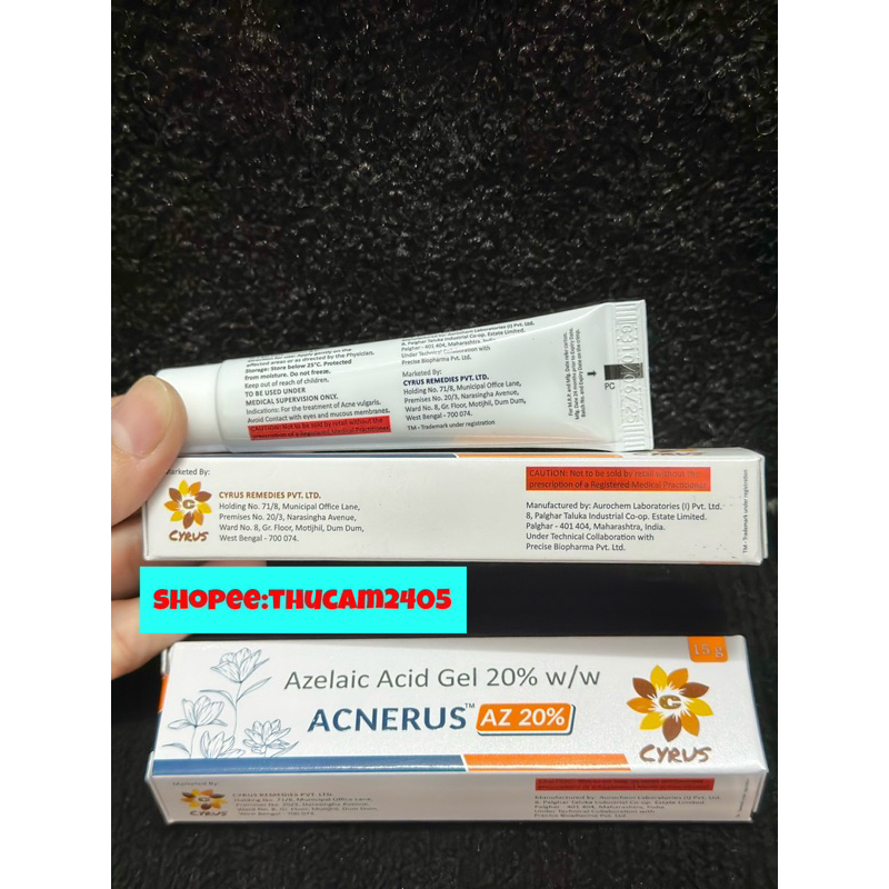 Gel ACNERUS AZ Azelaic acid 20% giúp mờ thâm mụn, thâm đỏ, giảm mụn .