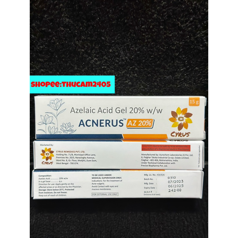 Gel ACNERUS AZ Azelaic acid 20% giúp mờ thâm mụn, thâm đỏ, giảm mụn .