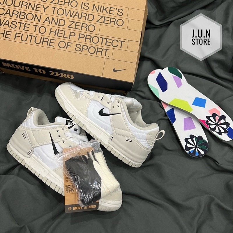 Giày Sneaker Sb Dunk Low Disrupt 2 Pale Ivory Black, Giày_Nike SB Dunk Low Black While ,Sb Dunk Low Kem móc đen hot 2023