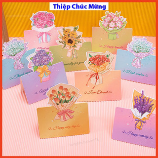 Thiệp chúc mừng mẫu Bó Hoa Thank you cực đẹp dành cho nhiều dịp