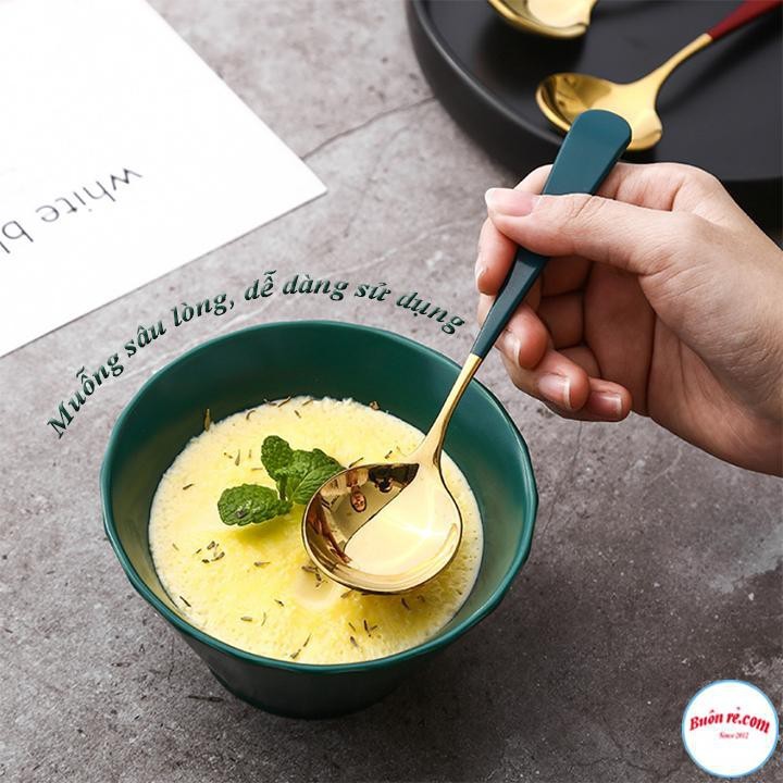 Thìa ăn cơm inox mạ vàng cán dài nhiều mầu không sỉ sang trọng!!