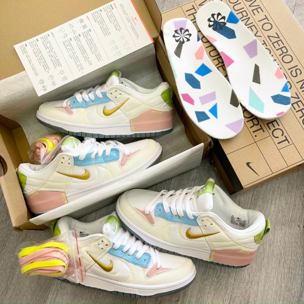 Giày Sneaker Sb Dunk Low Disrupt 2 Pale Ivory Black, Giày_Nike SB Dunk Low Black While ,Sb Dunk Low Kem móc đen hot 2023