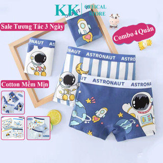 [SET 4CÁI] Quần Lót Đùi Cho Bé Trai Vải Cotton Thoáng Mịn, Quần Sịp Đùi Boxer Trẻ Em Cho Bé Trai Xốp KooKoo