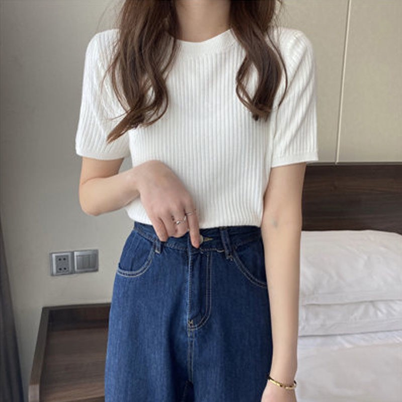 Áo len cộc tay trơn basic - bảng màu pastel - Aolencoctay3029_P0K45