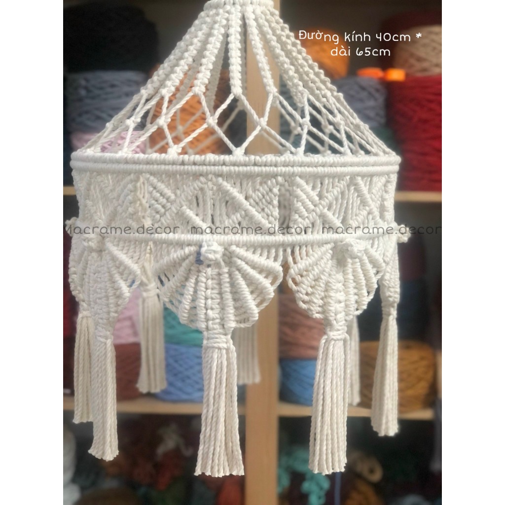 Chao đèn trần thắt macrame decor, trang trí lều homestay