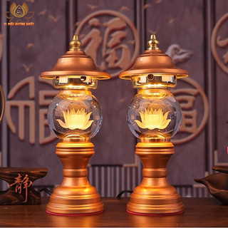 Cặp 2 cây đèn led hoa sen pha lê thờ cúng trang trí