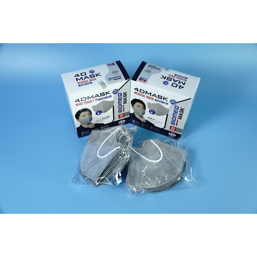 Hộp 20 cái khẩu trang y tế 4 lớp Biomeq Mask 4D mềm mịn, kháng khuẩn - Nhiều màu