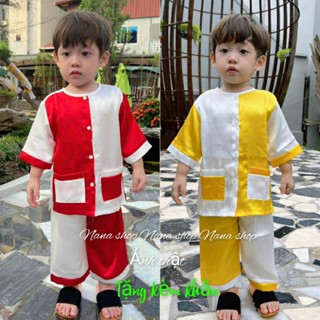 [ Tặng Kèm Khăn] Bộ bà ba bé trai bé gái mẫu ghép chất lụa mềm mịn mát size 8 - 35ky/ Đồ bà ba cho bé