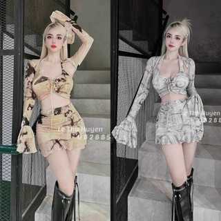Sét Đồ nữ 3 kiểu dáng sexy quyến rũ áo ôm tay dài, váy mini ôm
