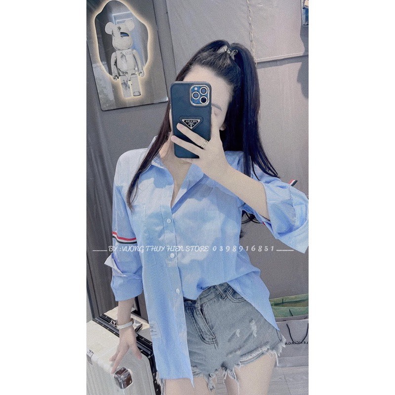 Áo Sơ Mi Quốc Dân  nữ Kẻ Sọc 2 Tay Thời Trang Unisex