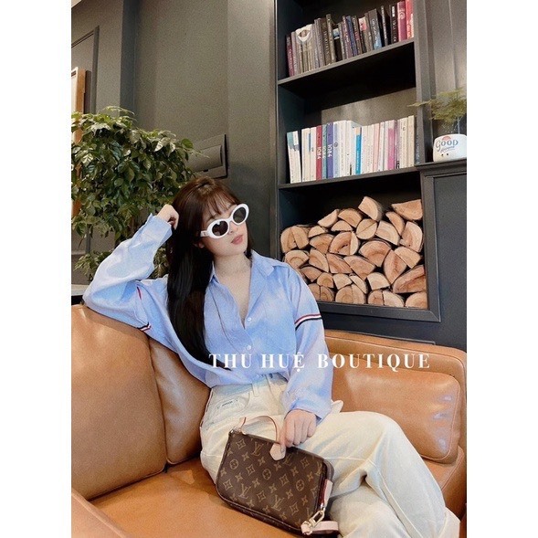 Áo Sơ Mi Quốc Dân  nữ Kẻ Sọc 2 Tay Thời Trang Unisex