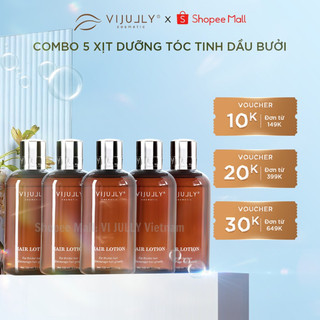 Mẫu mới combo 5 chai tinh dầu bưởi vijully cosmetic kích thích mọc tóc 150ml/chai