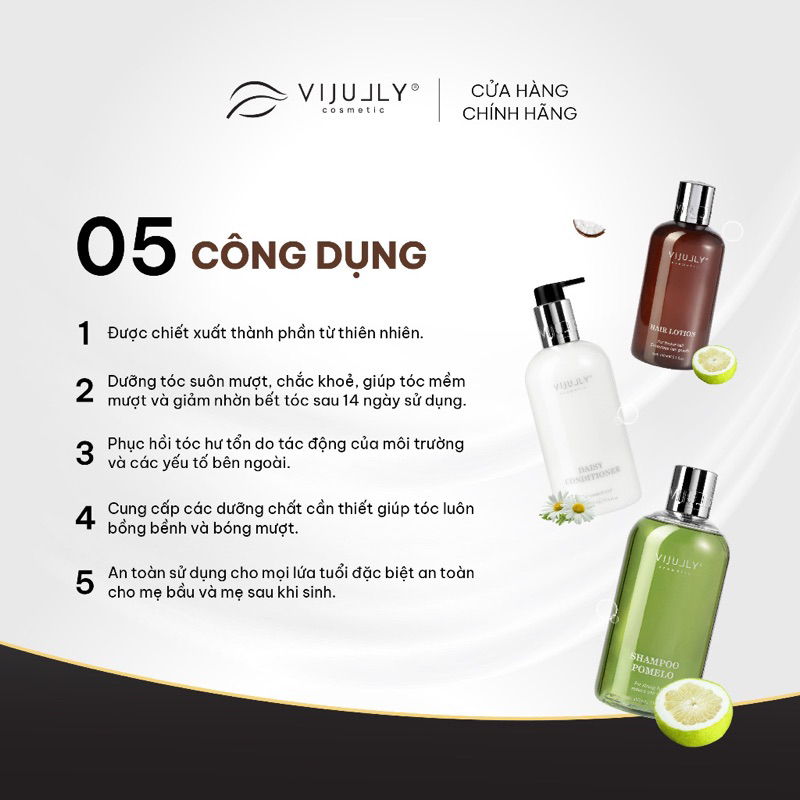 Mẫu Mới Combo 5 Chai Tinh Dầu Bưởi VIJULLY COSMETIC Kích Thích Mọc Tóc 150ml/Chai