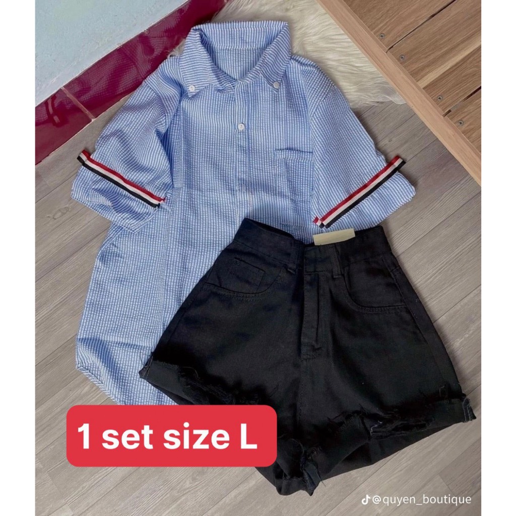 Áo Sơ Mi  cộc tay  nam nữ Kẻ Sọc 2 Tay Thời Trang  Unisex