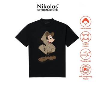 Áo thun Unisex Nikolas 100% Cotton Mickey Nâu