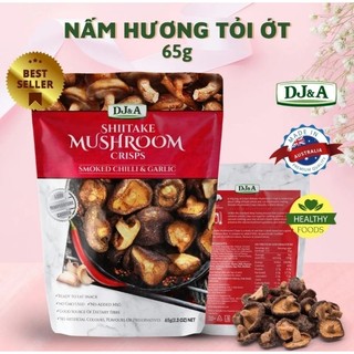 Nấm Hương Sấy Giòn Tỏi ớt DJ&A 65gr-Snack Nấm Hương Sấy Giòn-Nhập khẩu từ úc-Ăn vặt văn phòng-Nấm hương sấy -Tốt cho trẻ