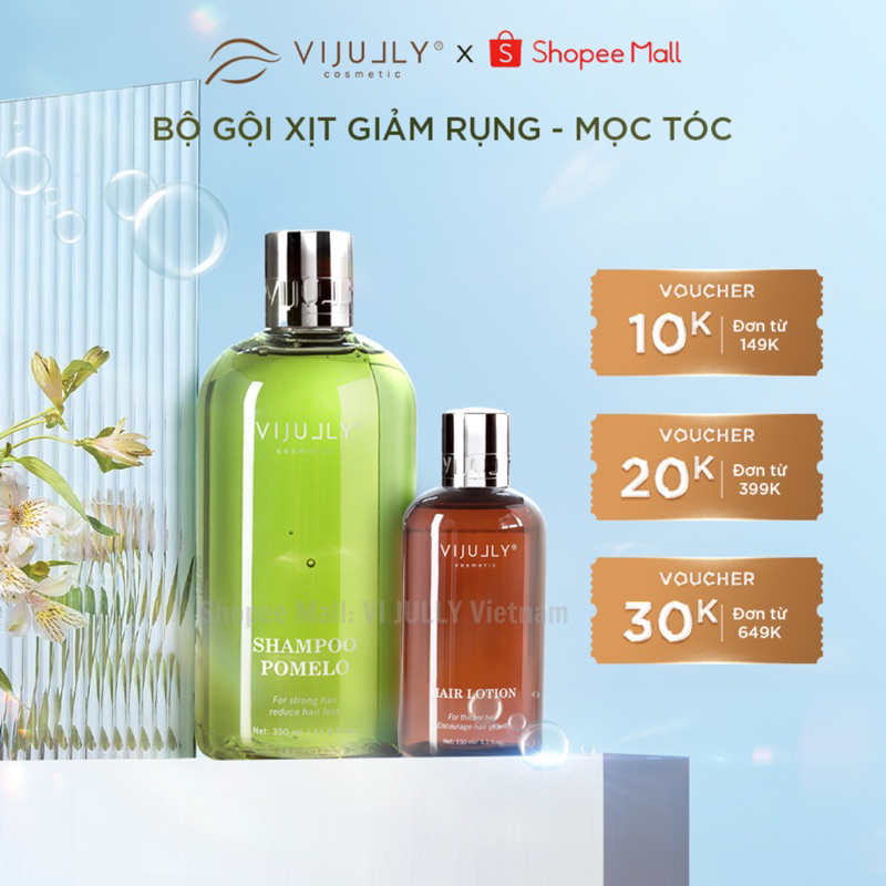 Mẫu Mới Bộ Gội Xịt VIJULLY COSMETIC Ngăn Rụng - Giúp Mọc Tóc (Dầu Gội Bưởi 350ml Và Xịt Tinh Dầu Bưởi 150ml)