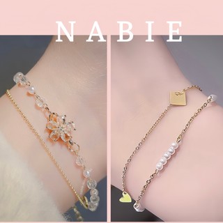 Lắc tay titan nữ không gỉ sợi mảnh Nabie vòng tay cute dễ thương hình hoa xinh xắn trái tim thanh lịch hàn quốc