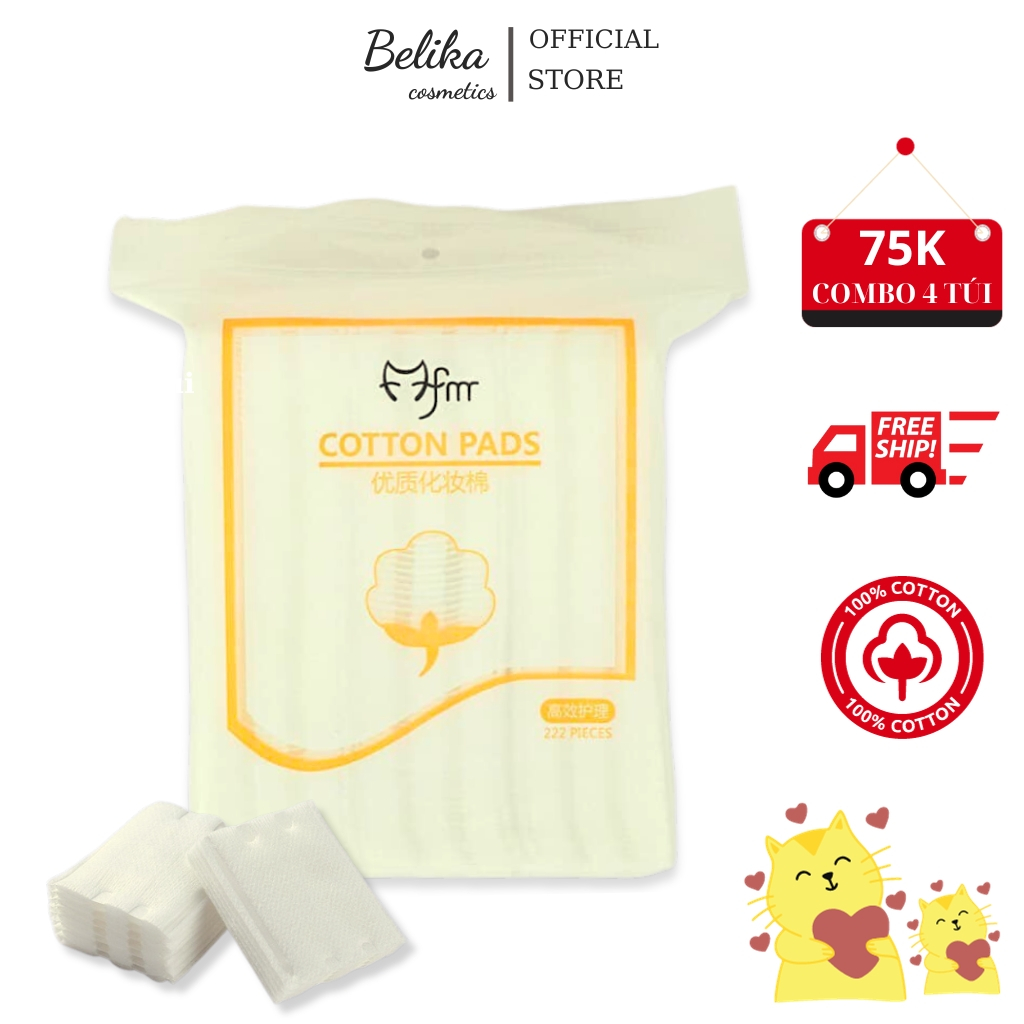 Bông tẩy trang Cotton Pads 3 lớp 222 miếng siêu mềm mịn - siêu dai - siêu rẻ